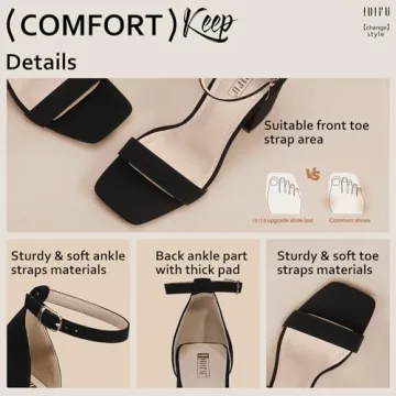 IDIFU Black Chunky Heels Sandals for Brides & Prom