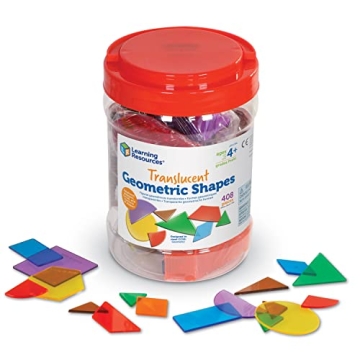 Learning Resources Translucent Geometric Shapes - 408 Pieces, Enriching Early Geometry Skills and Cl...