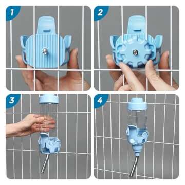 Vannon Dog Water Dispenser for Cage, 15oz Auto Feeding Crate Water Bottle for Dogs, Cats & Rabbits, Pet Nozzle Diameter: 12mm, BPA Free, Blue