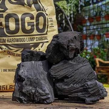 FOGO Super Premium Hardwood Lump Charcoal, Natural, Large Sized Lump Charcoal for Grilling and Smoki...