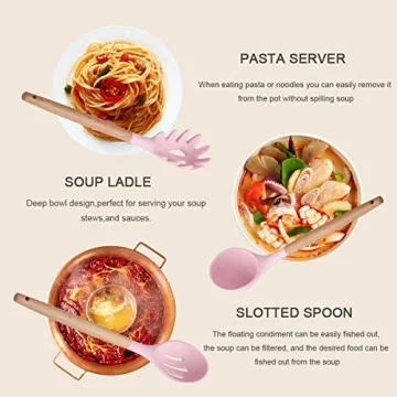 Durable 12PCS Cute Pink Silicone Cooking Utensil Set