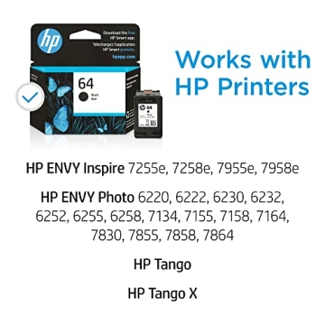 HP 64 Black Ink Cartridge for HP ENVY and Tango