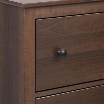 Prepac Yaletown Traditional 2-Drawer Tall Nightstand Side Table, Bedside Table with 2 Drawers and Open Shelf 16" D x 23" W x 28" H, Espresso, EDNH-1202-1