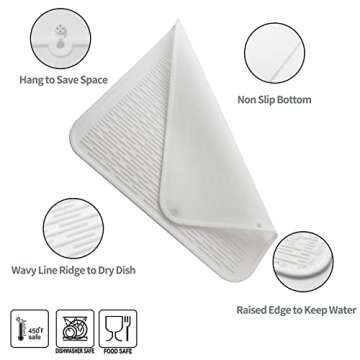 MicoYang Silicone Dish Drying Mat for Multiple Usage,Easy clean,Eco-friendly,Heat-resistant Silicone...