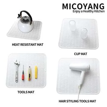 MicoYang Silicone Dish Drying Mat for Kitchen Use and More