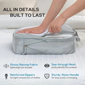 Compression Packing Cubes for Travel - 5 Set & Organize Easily
