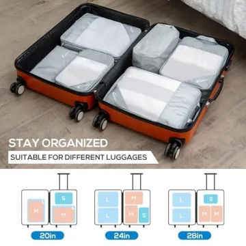 Compression Packing Cubes for Travel - 5 Set & Organize Easily