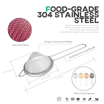 Homestia Fine Mesh Strainer - 304 Stainless Steel