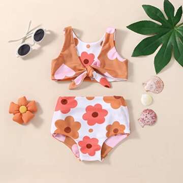 Toddler Girl Swimsuits Infant Baby Girl Bathing Suit Bikini Sets Swimwear 3 Piece Summer Beach Outfi...