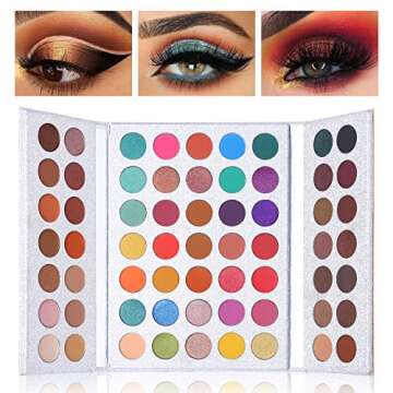 Pro 63 Colors Eyeshadow Palette with Makeup Brushes Set Highly Pigmented Matte Shimmer Make Up Eyesh...
