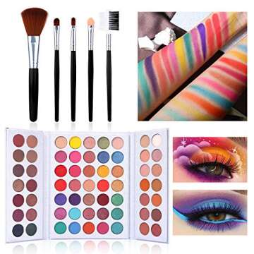 Pro 63 Colors Eyeshadow Palette with Makeup Brushes Set Highly Pigmented Matte Shimmer Make Up Eyeshadow Palette Pigmented Eye Shadow Powder Natural Colors Long Lasting Waterproof Makeup Pallet