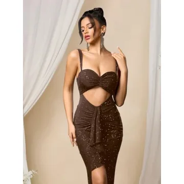 Flattering URYIAO Sleeveless Sequin Maxi Dress for Women