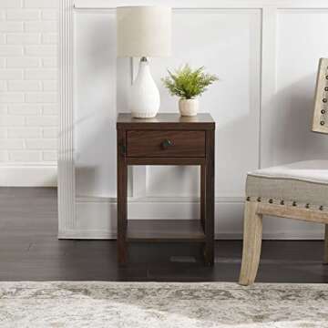 Decor Therapy Hadley 23" Side Table with Storage Drawer Accent Table, Blondewood