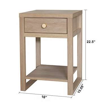 Decor Therapy Hadley 23" Side Table with Storage Drawer Accent Table, Blondewood
