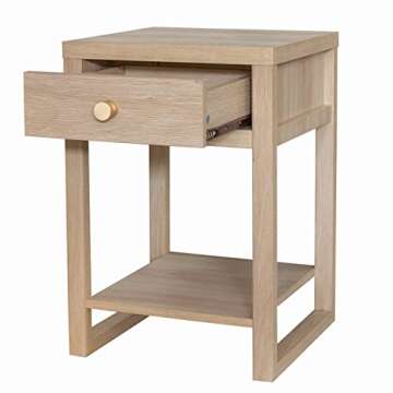 Decor Therapy Hadley 23" Side Table with Storage Drawer Accent Table, Blondewood