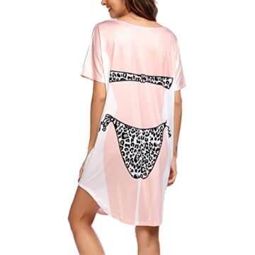 Ekouar Womens Bikini Print Tshirt Cover Up Funny Dress Short Sleeve Comfortable Bathing Suit Shirt L...