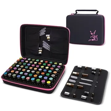 HESPLUS Essential Oil Storage Carrying Case Holder Organizer Holds 70 Bottles 5ml 10ml 15ml 20ml Bottles & Roller Bottles Portable Aromatherapy Collection Case Travel Hard Box Organizer Bag（Pink 70）