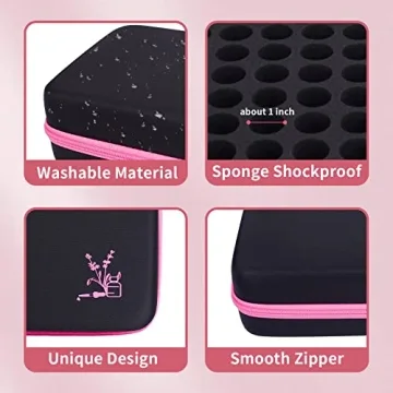 HESPLUS Essential Oil Storage Carrying Case Holder Organizer Holds 70 Bottles 5ml 10ml 15ml 20ml Bottles & Roller Bottles Portable Aromatherapy Collection Case Travel Hard Box Organizer Bag（Pink 70）