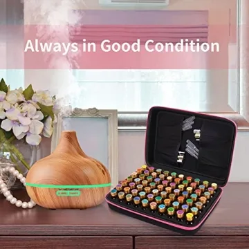 HESPLUS Essential Oil Storage Carrying Case Holder Organizer Holds 70 Bottles 5ml 10ml 15ml 20ml Bottles & Roller Bottles Portable Aromatherapy Collection Case Travel Hard Box Organizer Bag（Pink 70）