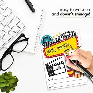 Movie Themed Invitations with Envelopes - (Pack of 20) - Movie Ticket Invitations for Boys, Girls, Children, Toddlers and More. Movie Birthday Supplies. Fill in Style