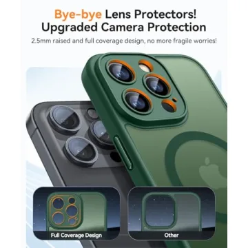 CANSHN Magnetic Compatible with iPhone 16 Pro Case, Upgraded [Full Camera Protection] [Compatible with Magsafe] [Translucent Matte] Shockproof Protective Phone Case Cover 6.3 Inch - Deep Green