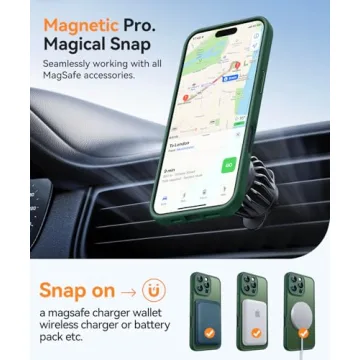 CANSHN Magnetic Compatible with iPhone 16 Pro Case, Upgraded [Full Camera Protection] [Compatible with Magsafe] [Translucent Matte] Shockproof Protective Phone Case Cover 6.3 Inch - Deep Green
