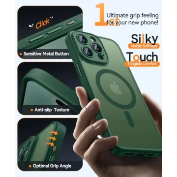 CANSHN Magnetic Compatible with iPhone 16 Pro Case, Upgraded [Full Camera Protection] [Compatible with Magsafe] [Translucent Matte] Shockproof Protective Phone Case Cover 6.3 Inch - Deep Green