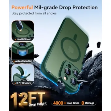 CANSHN Magnetic Compatible with iPhone 16 Pro Case, Upgraded [Full Camera Protection] [Compatible with Magsafe] [Translucent Matte] Shockproof Protective Phone Case Cover 6.3 Inch - Deep Green