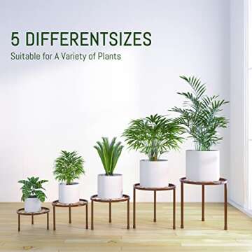 Stylish Linpla 5-Pack Metal Plant Stands for Indoor & Outdoor Use