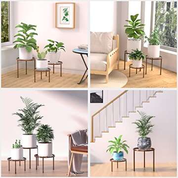 Stylish Linpla 5-Pack Metal Plant Stands for Indoor & Outdoor Use