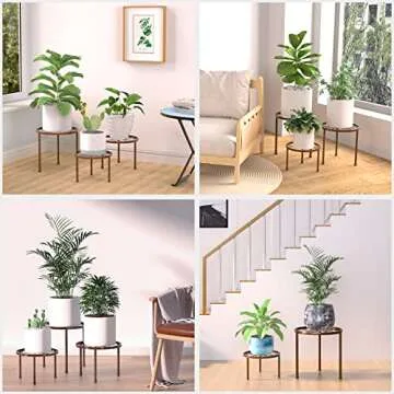 Stylish Linpla 5-Pack Metal Plant Stands for Indoor & Outdoor Use