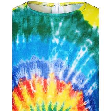 Hippie Costume for Girls 60s 70s Colorful Dress Kids Party Halloween Cosplay 7-9 Years Multicolor