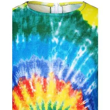 Hippie Costume for Girls 60s 70s Colorful Dress Kids Party Halloween Cosplay 7-9 Years Multicolor