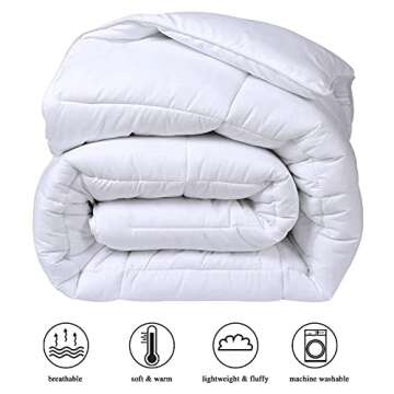 COHOME 2200 Series Full Comforter Down Alternative Quilted Duvet Insert with Corner Tabs - All Season Reversible Soft Luxury Hotel Comforter - Winter Warm - Reversible - White