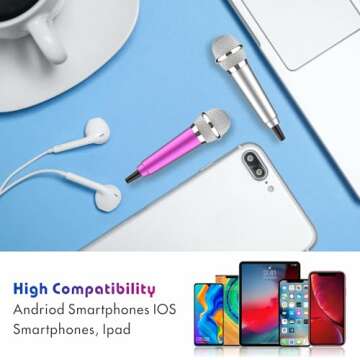 Wootrip [2PCS] Mini Karaoke Microphone, Mini Voice Recording Microphone Portable Karaoke Mic for Singing, Recording, Voice Recording(Silver/Red)