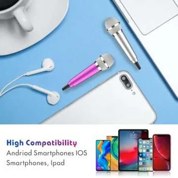 Wootrip [2PCS] Mini Karaoke Microphone, Mini Voice Recording Microphone Portable Karaoke Mic for Singing, Recording, Voice Recording(Silver/Red)