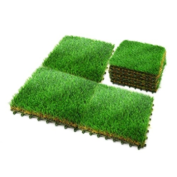 WASALEX 6 PCS Artificial Grass Turf Grass Rug 1x1FT Grass Mat, Interlocking Fake Grass for Dogs with...