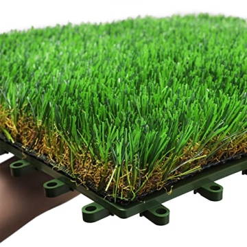 WASALEX 6 PCS Interlocking Artificial Grass Rug 1x1FT