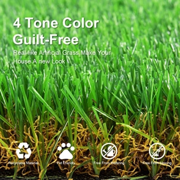 WASALEX 6 PCS Interlocking Artificial Grass Rug 1x1FT