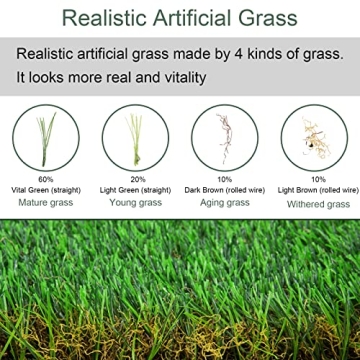 WASALEX 6 PCS Interlocking Artificial Grass Rug 1x1FT