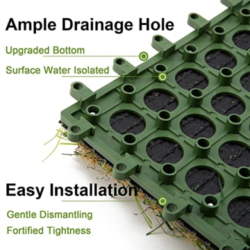 WASALEX 6 PCS Interlocking Artificial Grass Rug 1x1FT