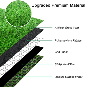 WASALEX 6 PCS Interlocking Artificial Grass Rug 1x1FT