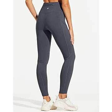 ZUTY Fleece Lined Leggings Women Water Resistant Winter Thermal Warm Workout Running Leggings with P...