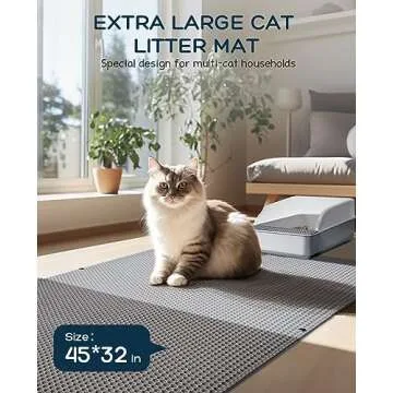BurgeonNest 45"x32" Extra Large Cat Litter Mat, Honeycomb Double Layer Kitty Litter Trapping Mat, Ur...
