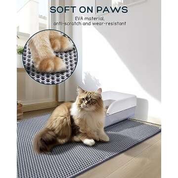 BurgeonNest 45"x32" Extra Large Cat Litter Mat, Honeycomb Double Layer Kitty Litter Trapping Mat, Urine Proof & Waterproof, Easy Clean, Machine Washable, Non-Slip, Scatter Control