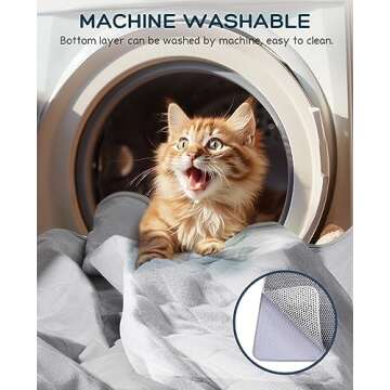 BurgeonNest 45"x32" Extra Large Cat Litter Mat, Honeycomb Double Layer Kitty Litter Trapping Mat, Urine Proof & Waterproof, Easy Clean, Machine Washable, Non-Slip, Scatter Control