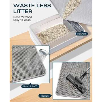 BurgeonNest 45"x32" Extra Large Cat Litter Mat, Honeycomb Double Layer Kitty Litter Trapping Mat, Urine Proof & Waterproof, Easy Clean, Machine Washable, Non-Slip, Scatter Control