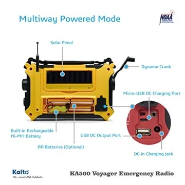 Kaito KA500 Emergency Radio with NOAA Alerts and Flashlight