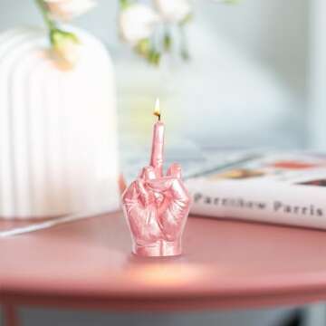 6sisc Middle Finger Scented Candle Rose Gold Danish Pastel Room Aesthetic Decor Pine Aromatherapy Candles Natural Soy Wax Hand Gesture Fragrance Candle for Home Bedroom Supplies Teen Birthday Gifts