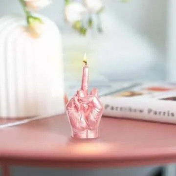 6sisc Middle Finger Scented Candle Rose Gold Danish Pastel Room Aesthetic Decor Pine Aromatherapy Candles Natural Soy Wax Hand Gesture Fragrance Candle for Home Bedroom Supplies Teen Birthday Gifts